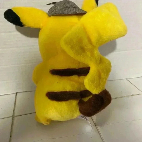 Pokemon Detective Pikachu Plush Stuffed Animal With Cap Hat - Picture 2 of 2